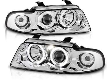 LED Angel Eyes Scheinwerfer für Audi A4 B5 94-98 chrom